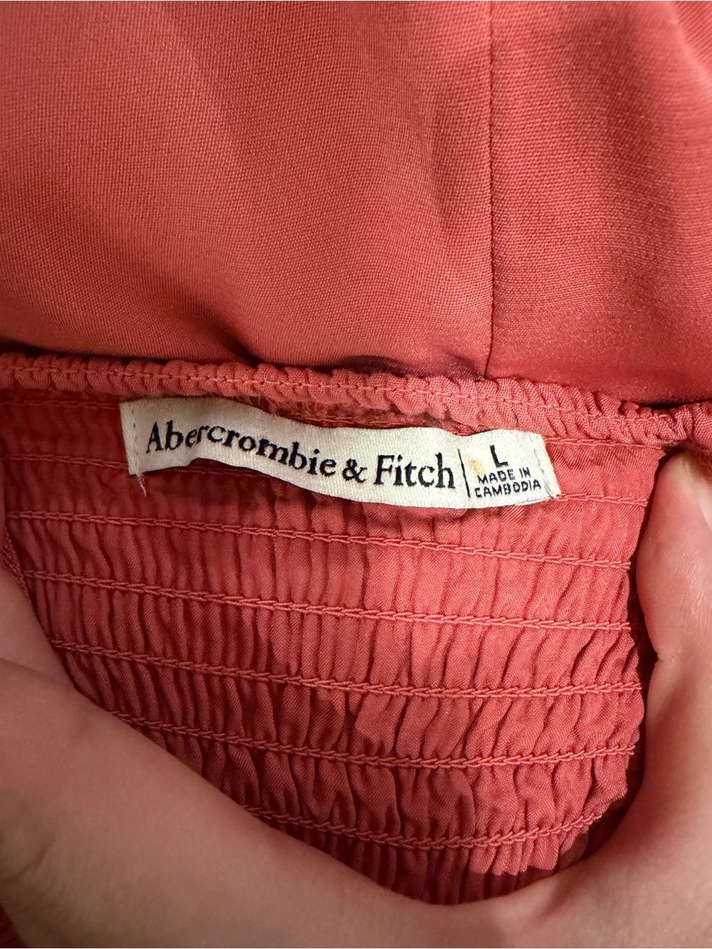 Abercrombie & Fitch Long Sleeve Sweetheart Neck Mini Dress Coral Pink Size Large - Picture 3 of 10